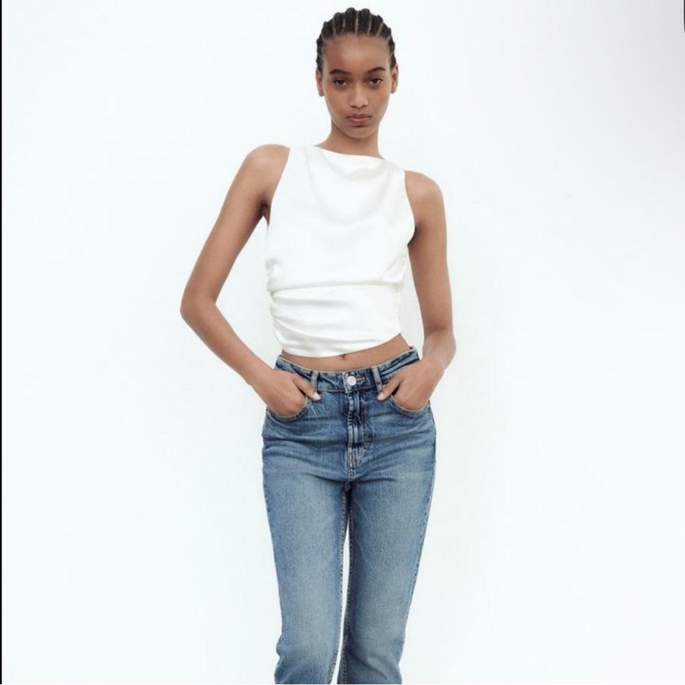 Open Back Satin Effect top Zara